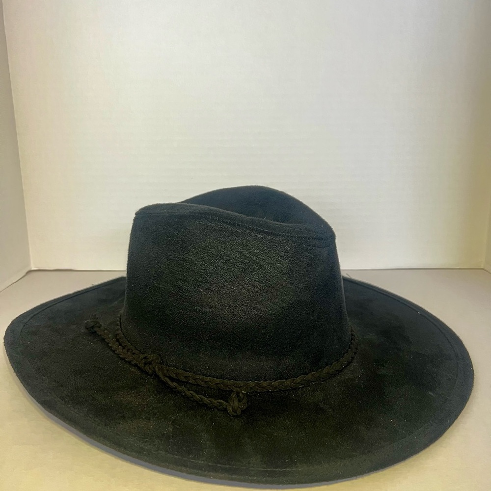 Black Suede Wide Brim Hat